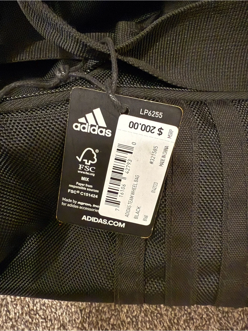 Adidas Black Rolling Duffel Bag (Large) - Wheeled Travel Bag